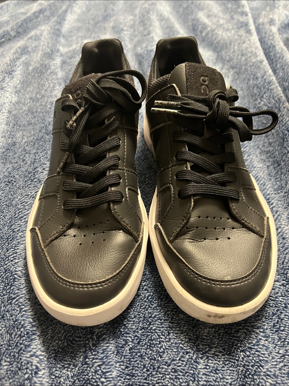 On Cloud Women's Speedboard Black Leather Sneakers with White Sole